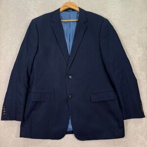 Saddlebred Mens 46L Navy Blue Cotton Stretch Blend Blazer Sport Coat Casual Flex